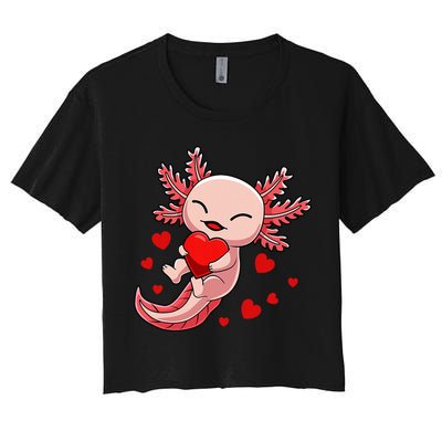 Cute Axolotl Heart Valentines Day Crop Top