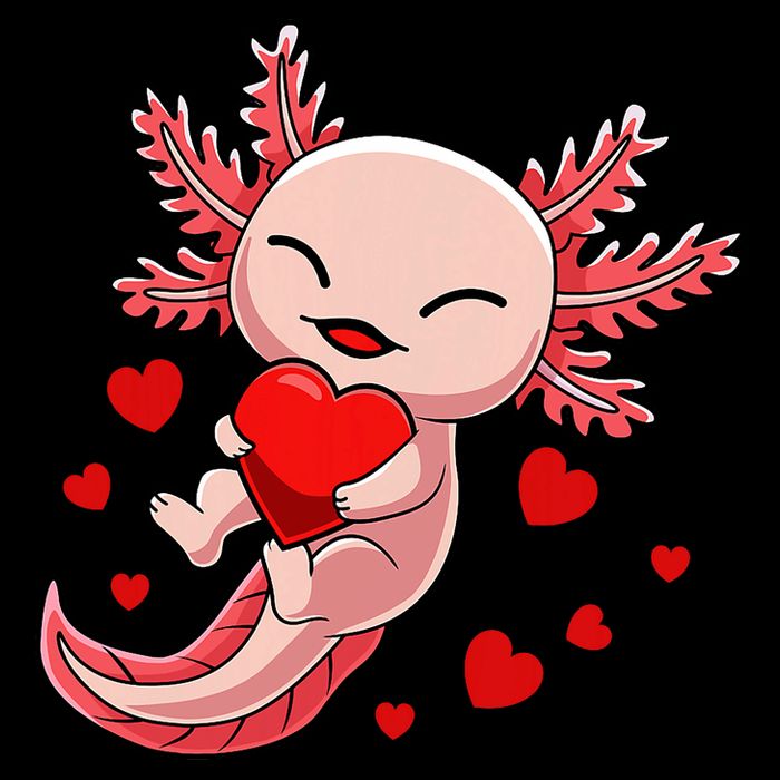 Cute Axolotl Heart Valentines Day Women's Crop Top Tee