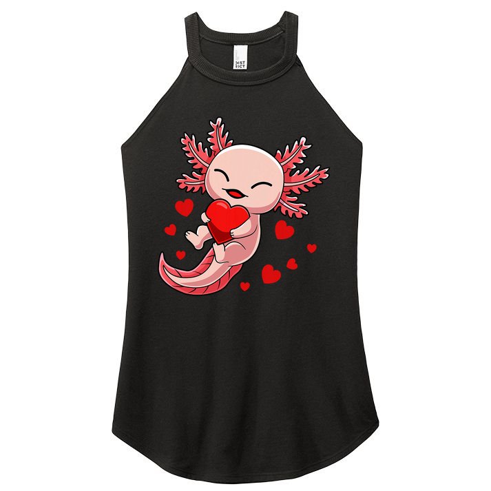 Cute Axolotl Heart Valentines Day Women's Perfect Tri Rocker Tank