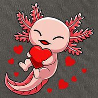 Cute Axolotl Heart Valentines Day Cotton Canvas Backpack