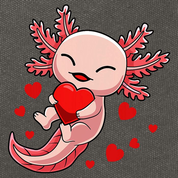 Cute Axolotl Heart Valentines Day Cotton Canvas Backpack