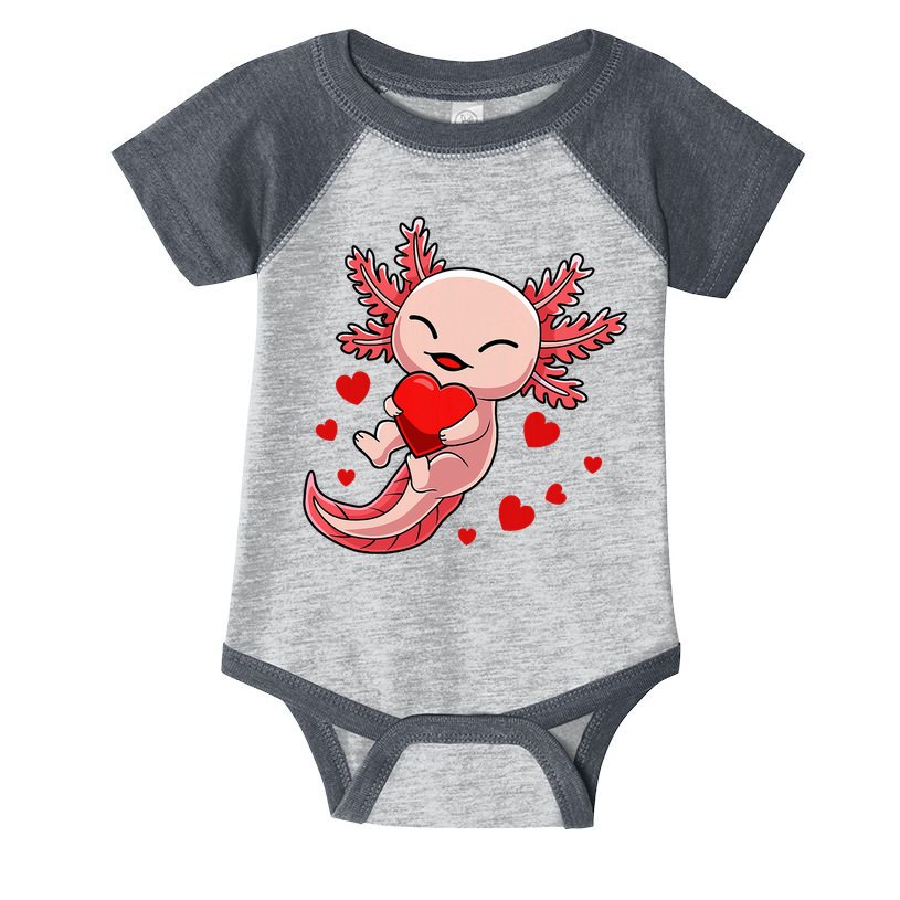 Cute Axolotl Heart Valentines Day Infant Baby Jersey Bodysuit