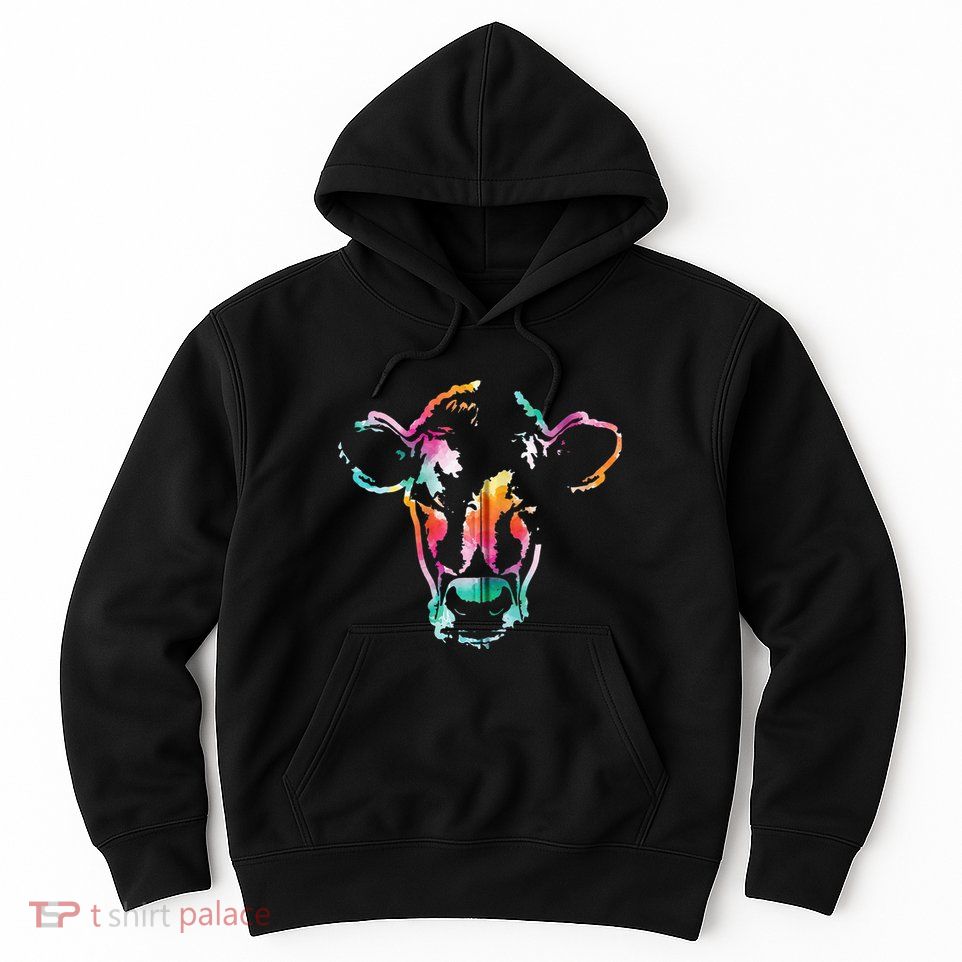 Cow Art Head Gift Watercolor Zip Hoodie Hoodie