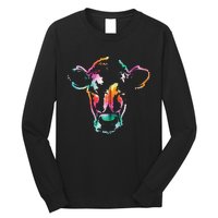 Cow Art Head Gift Watercolor Zip Hoodie Long Sleeve Shirt