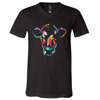 Cow Art Head Gift Watercolor Zip Hoodie V-Neck T-Shirt