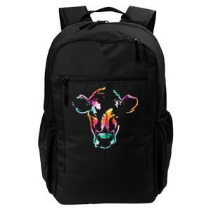 Cow Art Head Gift Watercolor Zip Hoodie Daily Commute Backpack