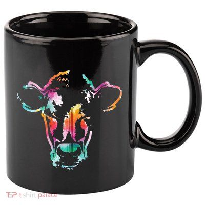 Cow Art Head Gift Watercolor Zip Hoodie 11oz C Handle Ceramic Mug