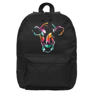 Cow Art Head Gift Watercolor Zip Hoodie 16 in Basic Backpack