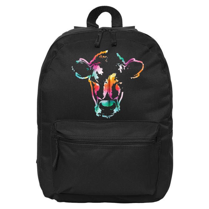 Cow Art Head Gift Watercolor Zip Hoodie 16 in Basic Backpack