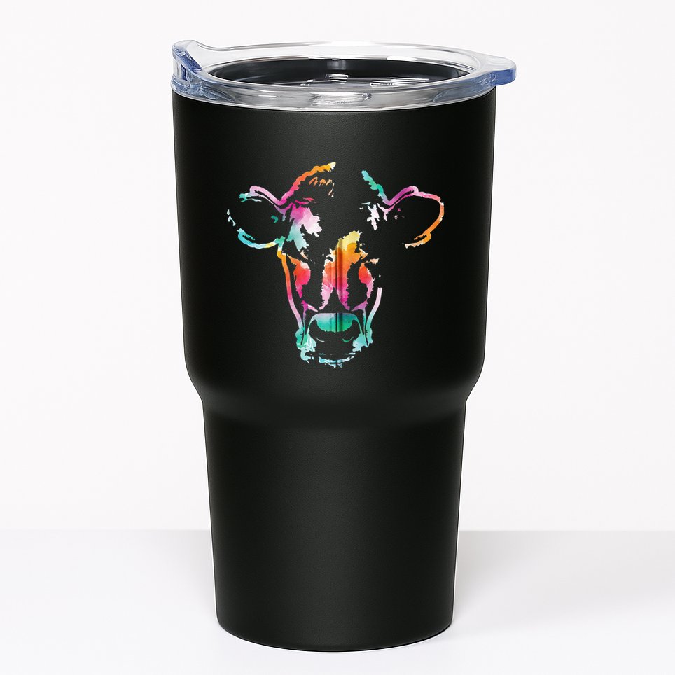 Cow Art Head Gift Watercolor Zip Hoodie Tumbler
