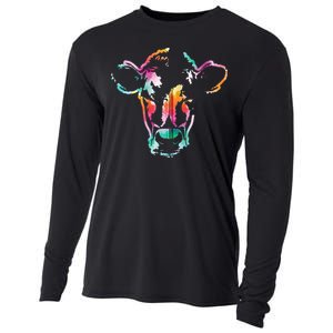 Cow Art Head Gift Watercolor Zip Hoodie Cooling Performance Long Sleeve Crew