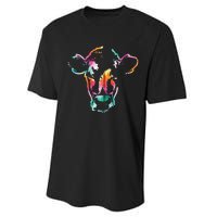 Cow Art Head Gift Watercolor Zip Hoodie Performance Sprint T-Shirt