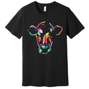 Cow Art Head Gift Watercolor Zip Hoodie Premium T-Shirt