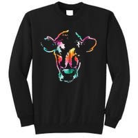 Cow Art Head Gift Watercolor Zip Hoodie Tall Sweatshirt