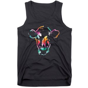 Cow Art Head Gift Watercolor Zip Hoodie Tank Top