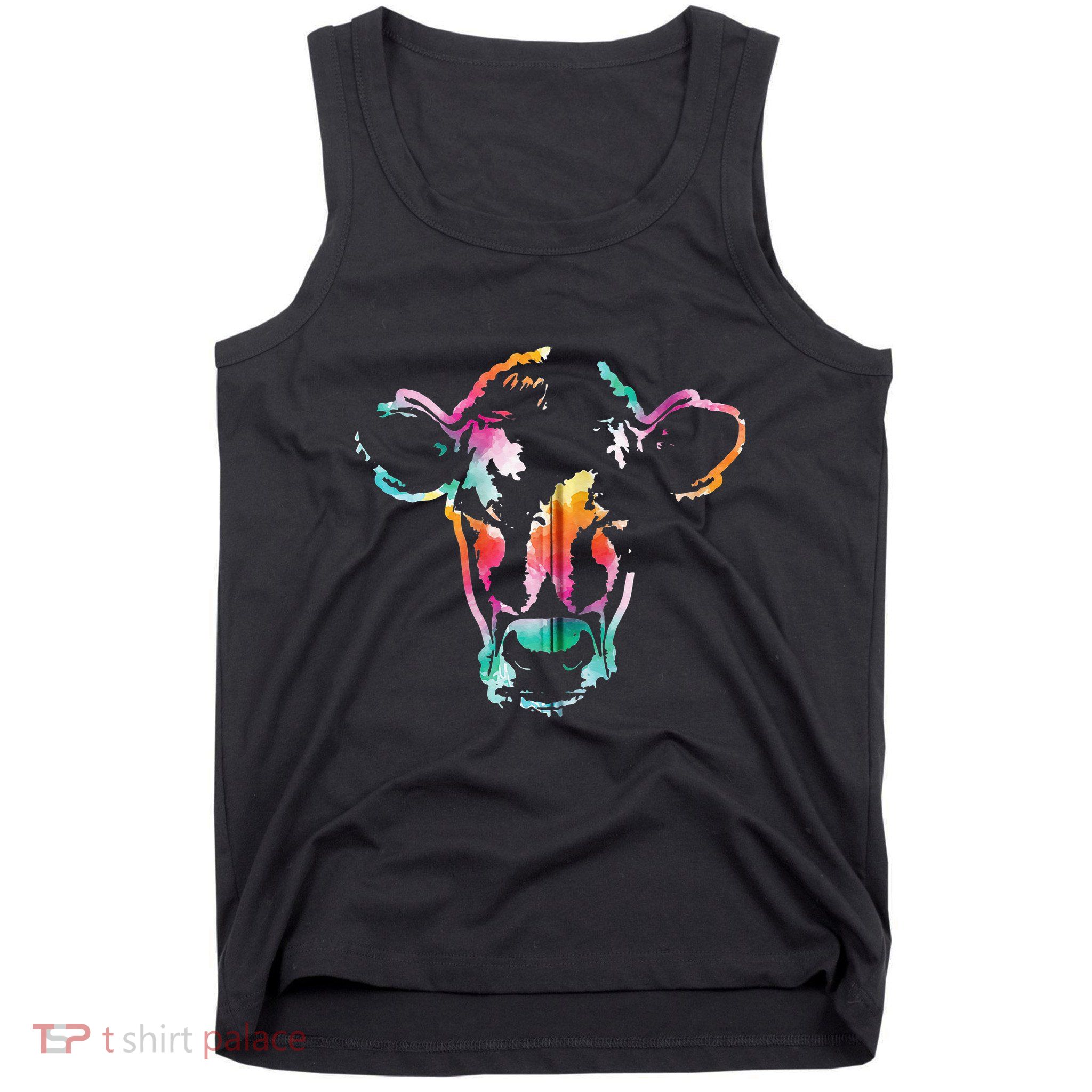 Cow Art Head Gift Watercolor Zip Hoodie Tank Top