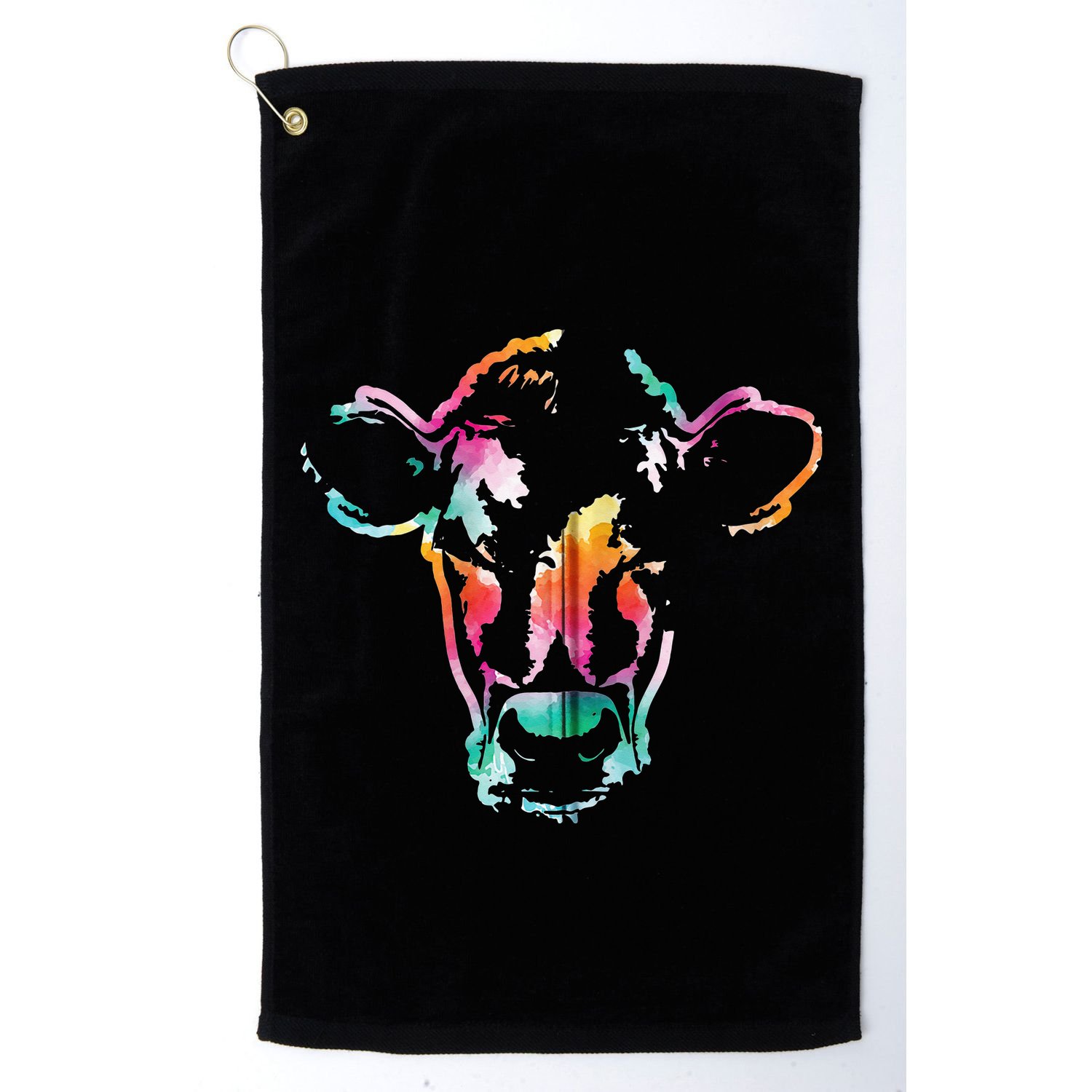 Cow Art Head Gift Watercolor Zip Hoodie Golf Towel