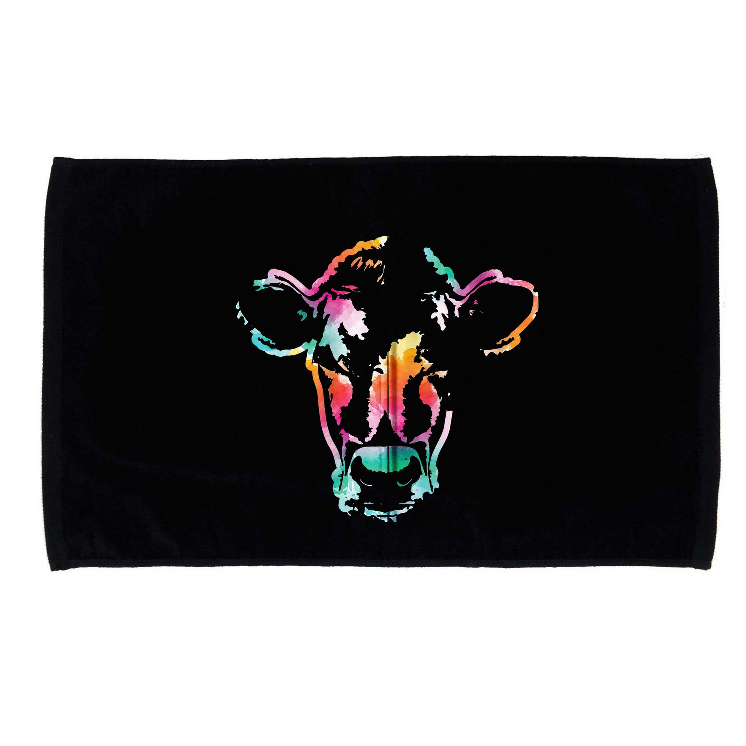 Cow Art Head Gift Watercolor Zip Hoodie Microfiber Hand Towel