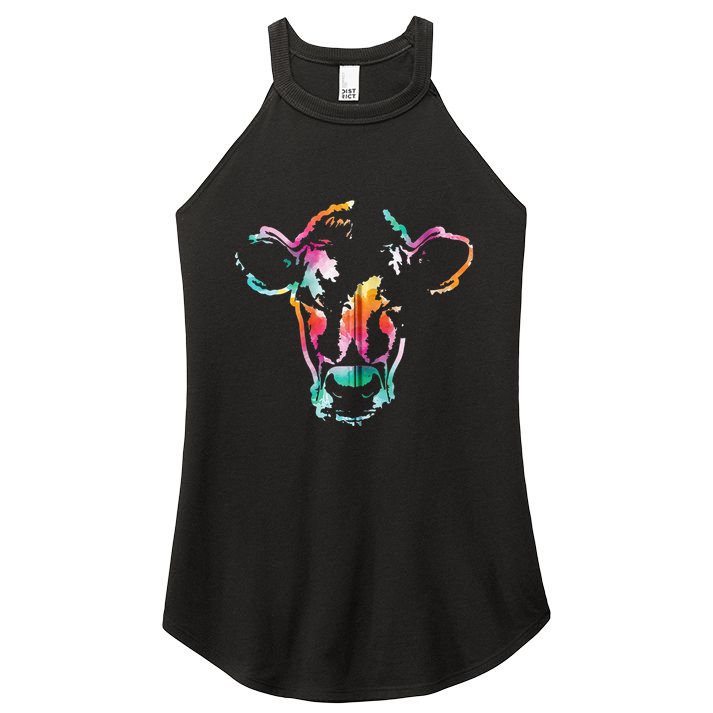 Cow Art Head Gift Watercolor Zip Hoodie Women's Perfect Tri Rocker Tank