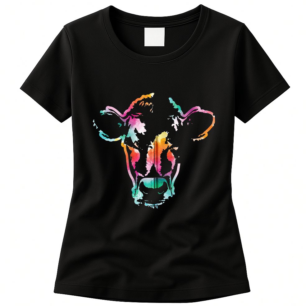 Cow Art Head Gift Watercolor Zip Hoodie Womens T-Shirt