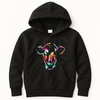 Cow Art Head Gift Watercolor Zip Hoodie Kids Hoodie