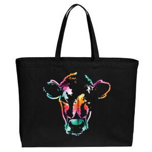 Cow Art Head Gift Watercolor Zip Hoodie Cotton Canvas Jumbo Tote