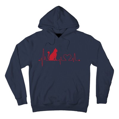 Cat And Heart Wave Cat Lover Hoodie