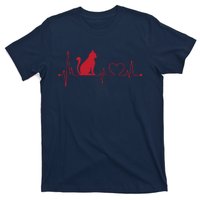 Cat And Heart Wave Cat Lover T-Shirt