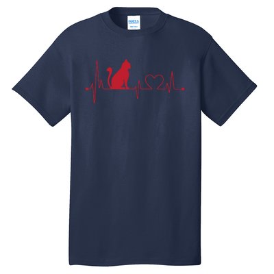 Cat And Heart Wave Cat Lover Tall T-Shirt