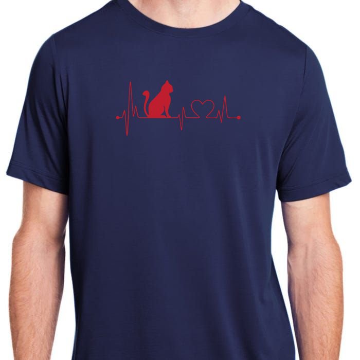 Cat And Heart Wave Cat Lover Adult ChromaSoft Performance T-Shirt