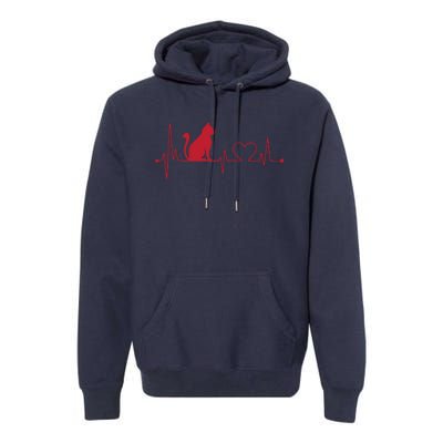 Cat And Heart Wave Cat Lover Premium Hoodie