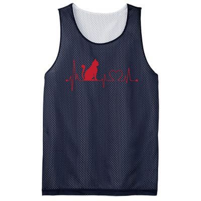 Cat And Heart Wave Cat Lover Mesh Reversible Basketball Jersey Tank