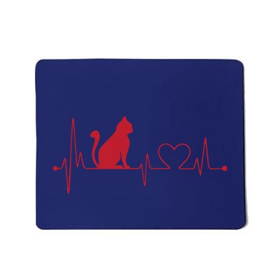 Cat And Heart Wave Cat Lover Mousepad