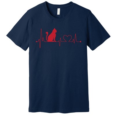 Cat And Heart Wave Cat Lover Premium T-Shirt