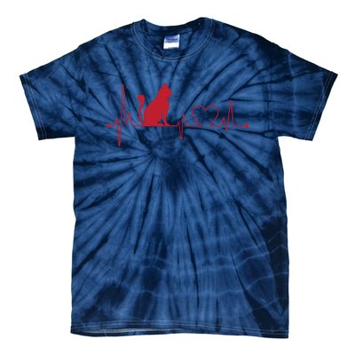 Cat And Heart Wave Cat Lover Tie-Dye T-Shirt