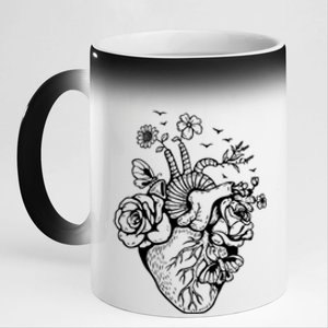 Cute Anatomical Heart Cardiac Nurse Student Gift Cute Gift 11oz Black Color Changing Mug