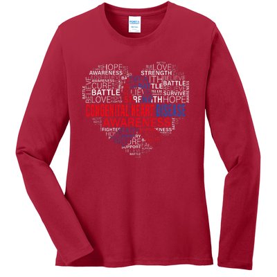 CHD Awareness Heart Disease Fighting Hope Support Warrior Ladies Long Sleeve Shirt