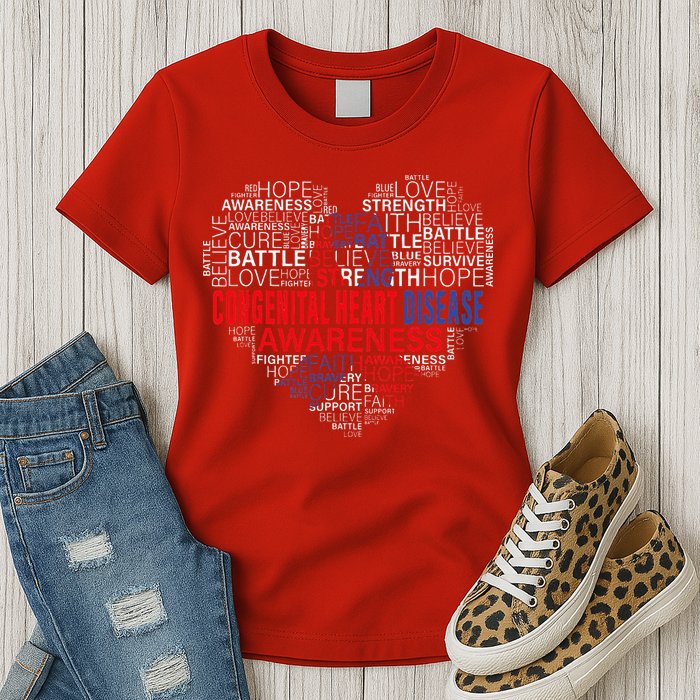 CHD Awareness Heart Disease Fighting Hope Support Warrior Womens T-Shirt