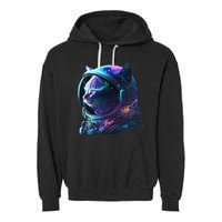 Cat Astronaut In Space Suit And Helmet In The Cosmos Funny Garment-Dyed Fleece Hoodie