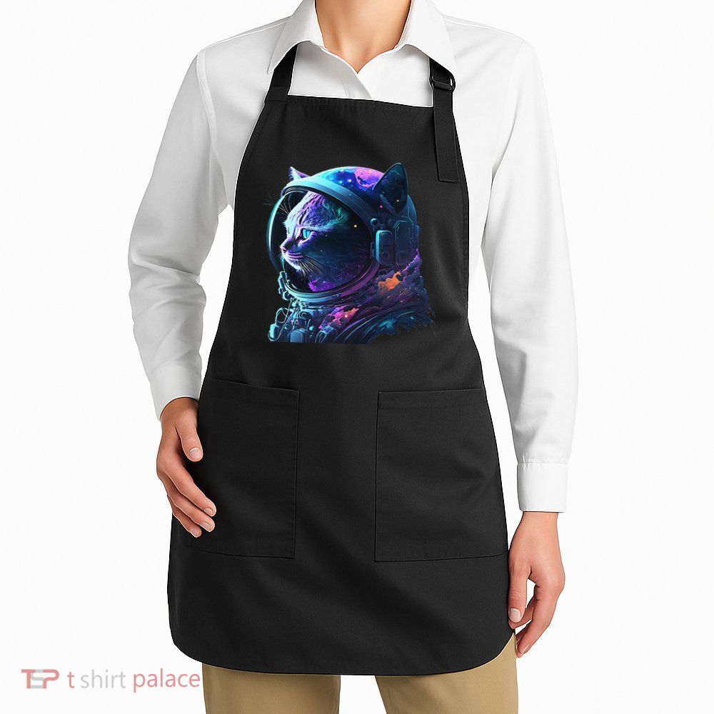 Cat Astronaut In Space Suit And Helmet In The Cosmos Funny Apron