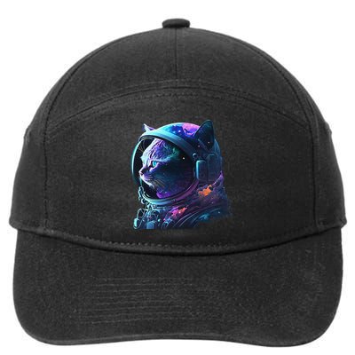 Cat Astronaut In Space Suit And Helmet In The Cosmos Funny 7-Panel Snapback Hat