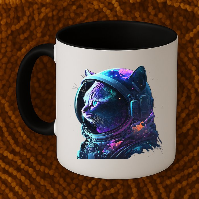 Cat Astronaut In Space Suit And Helmet In The Cosmos Funny Mug
