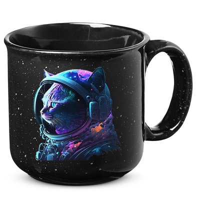 Cat Astronaut In Space Suit And Helmet In The Cosmos Funny 15oz Campfire Ceramic Mug