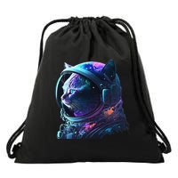 Cat Astronaut In Space Suit And Helmet In The Cosmos Funny Drawstring Bag