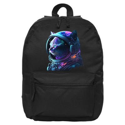 Cat Astronaut In Space Suit And Helmet In The Cosmos Funny 16 in Basic Backpack