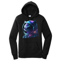 Cat Astronaut In Space Suit And Helmet In The Cosmos Funny Women's Pullover Hoodie