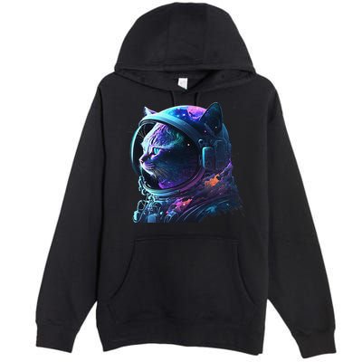 Cat Astronaut In Space Suit And Helmet In The Cosmos Funny Premium Pullover Hoodie