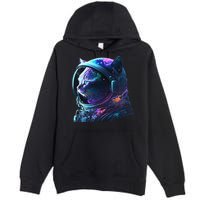 Cat Astronaut In Space Suit And Helmet In The Cosmos Funny Premium Pullover Hoodie