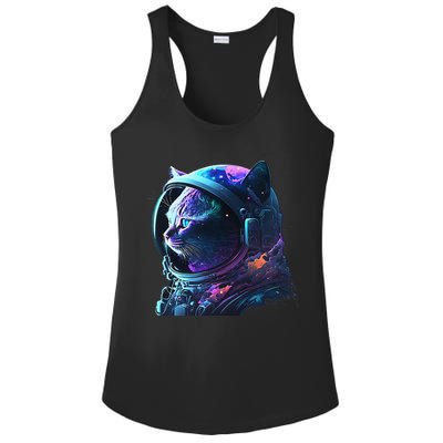 Cat Astronaut In Space Suit And Helmet In The Cosmos Funny Ladies PosiCharge Competitor Racerback Tank