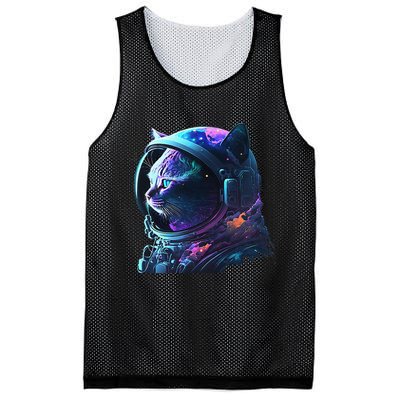 Cat Astronaut In Space Suit And Helmet In The Cosmos Funny Mesh Reversible Basketball Jersey Tank